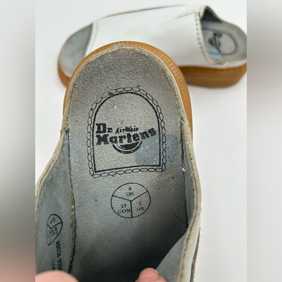 Dr Martens Vintage Y2k Sandals White Leather Chunky Sole Slides Flower England - Picture 14 of 16